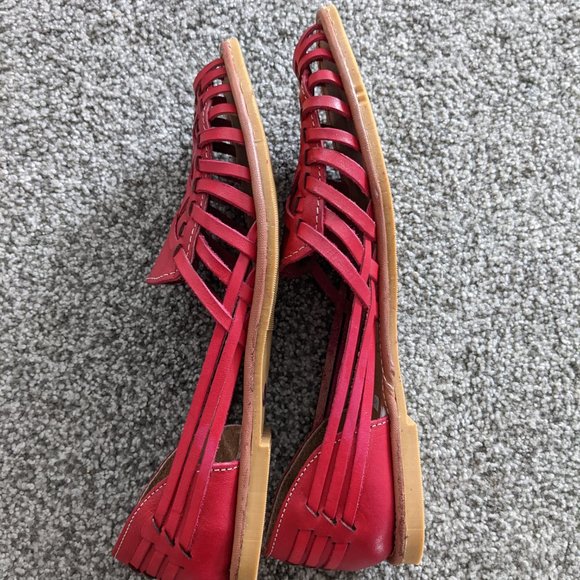 Red women's Mexican huraches 9 - Picture 4 of 4